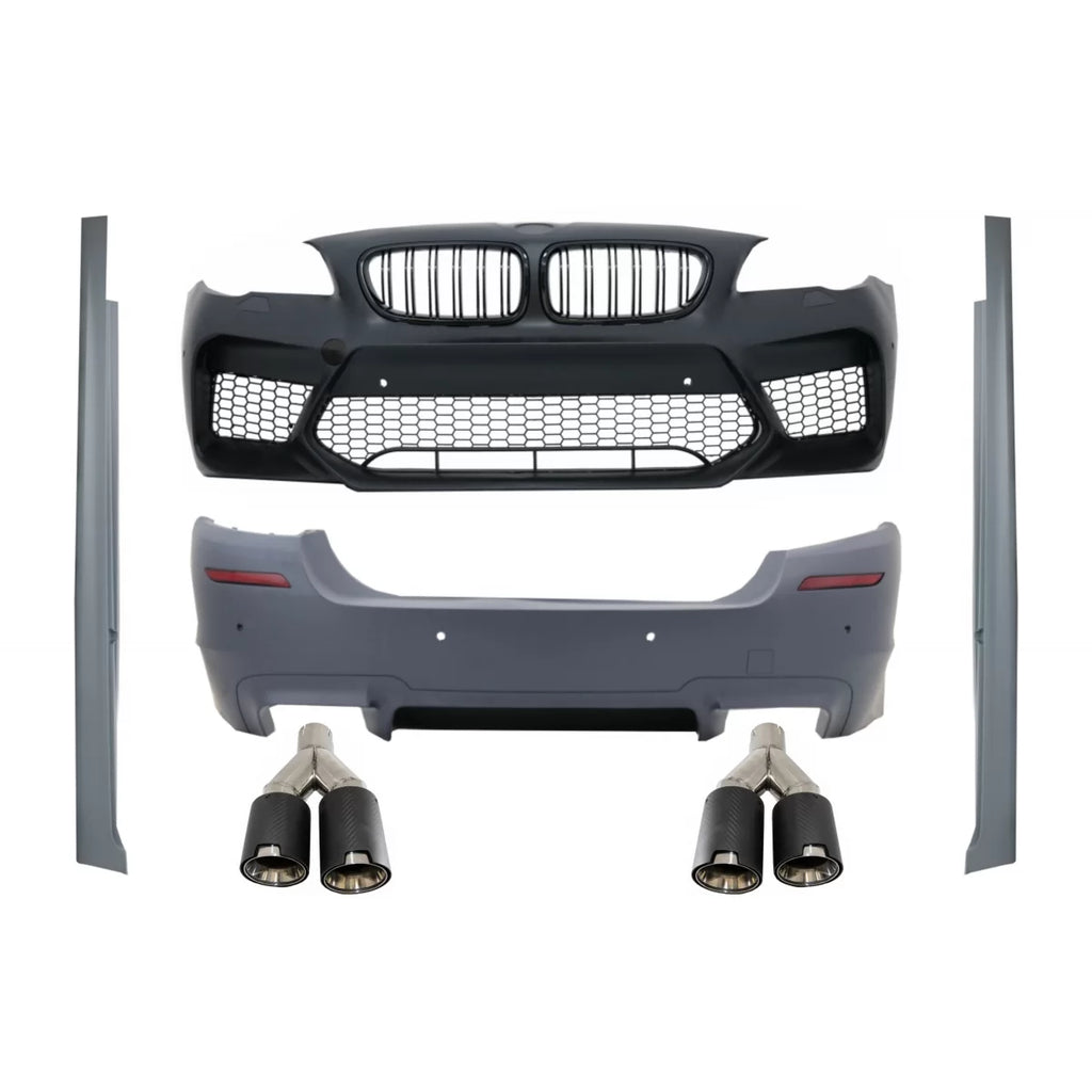 Body kit per BMW Serie 5 F10 (2011-2017) paraurti con Minigonne e doppio doppio Terminali di scarico Fibra di carbonio