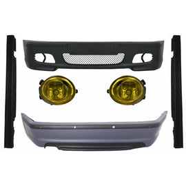 Body kit per BMW E46 berlina (1998-2004) paraurti con PDC Minigonne + Fendinebbia giallo M-Technik design