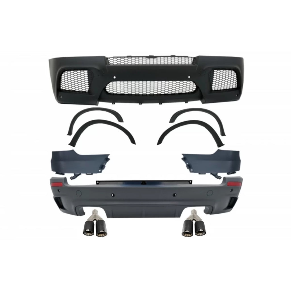 Body kit per BMW X5 E70 (2007-2013) con doppio doppio Terminali di scarico Fibra di carbonio opaco X5M M design