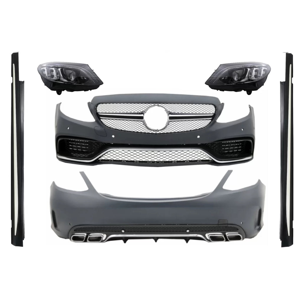 Body kit con Full LED fari anteriori per Mercedes Classe C W205 berlina (2014-2018) C63 design