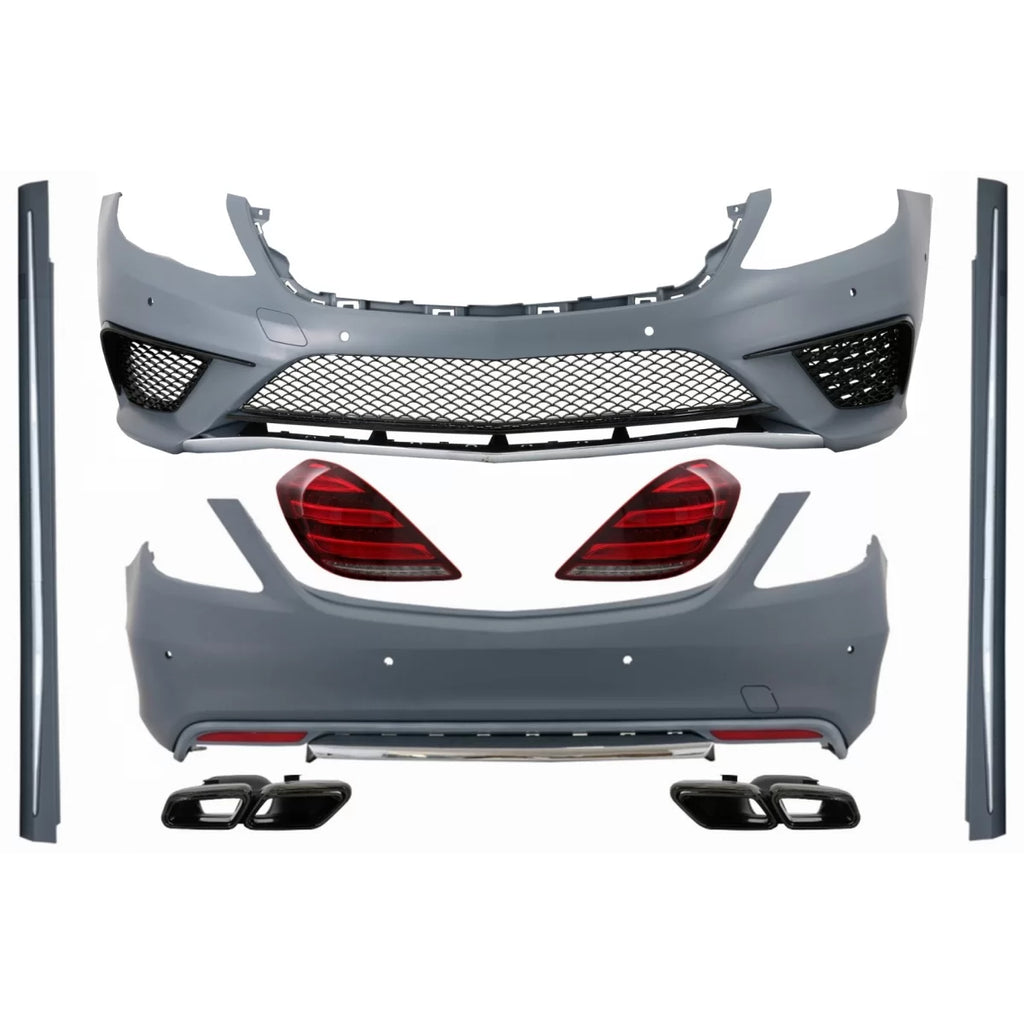 Body kit con Full LED fanali posteriori e Terminali di scarico nero per Mercedes Classe S W222 (2013-06.2017) S63 design