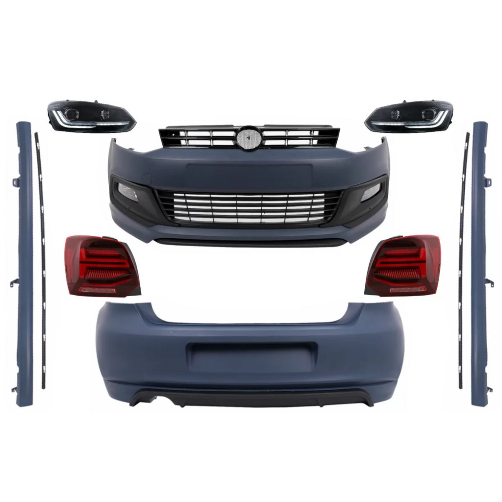 Body kit con fari anteriori e fanali posteriori Full LED per VW Polo 6R (2009-2017) R-Line design