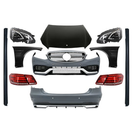 Body kit con LED fari anteriori e luce Bar fanali posteriori per Mercedes Classe E W212 restyling (2013-2016) E63 design