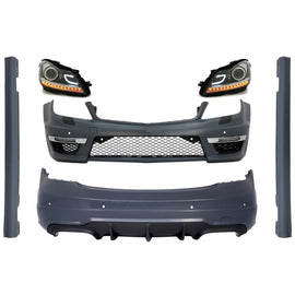 Body kit per Mercedes Classe C W204 (2007-2015) restyling C63 design con LED fari anteriori