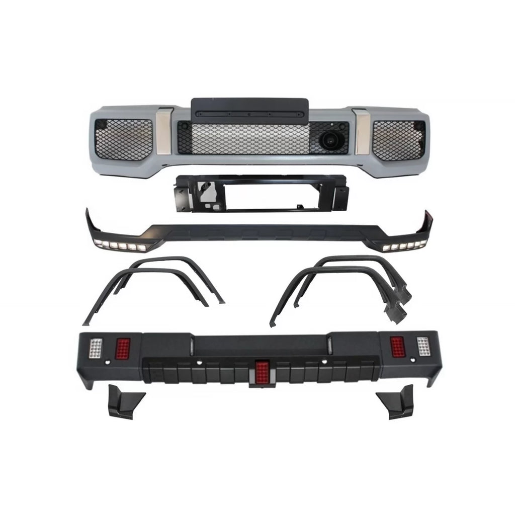 Body kit per Mercedes Classe G W463 (1989-2017) G63 G65 design con allargamenti parafanghi passaruota e LED DRL Spoiler