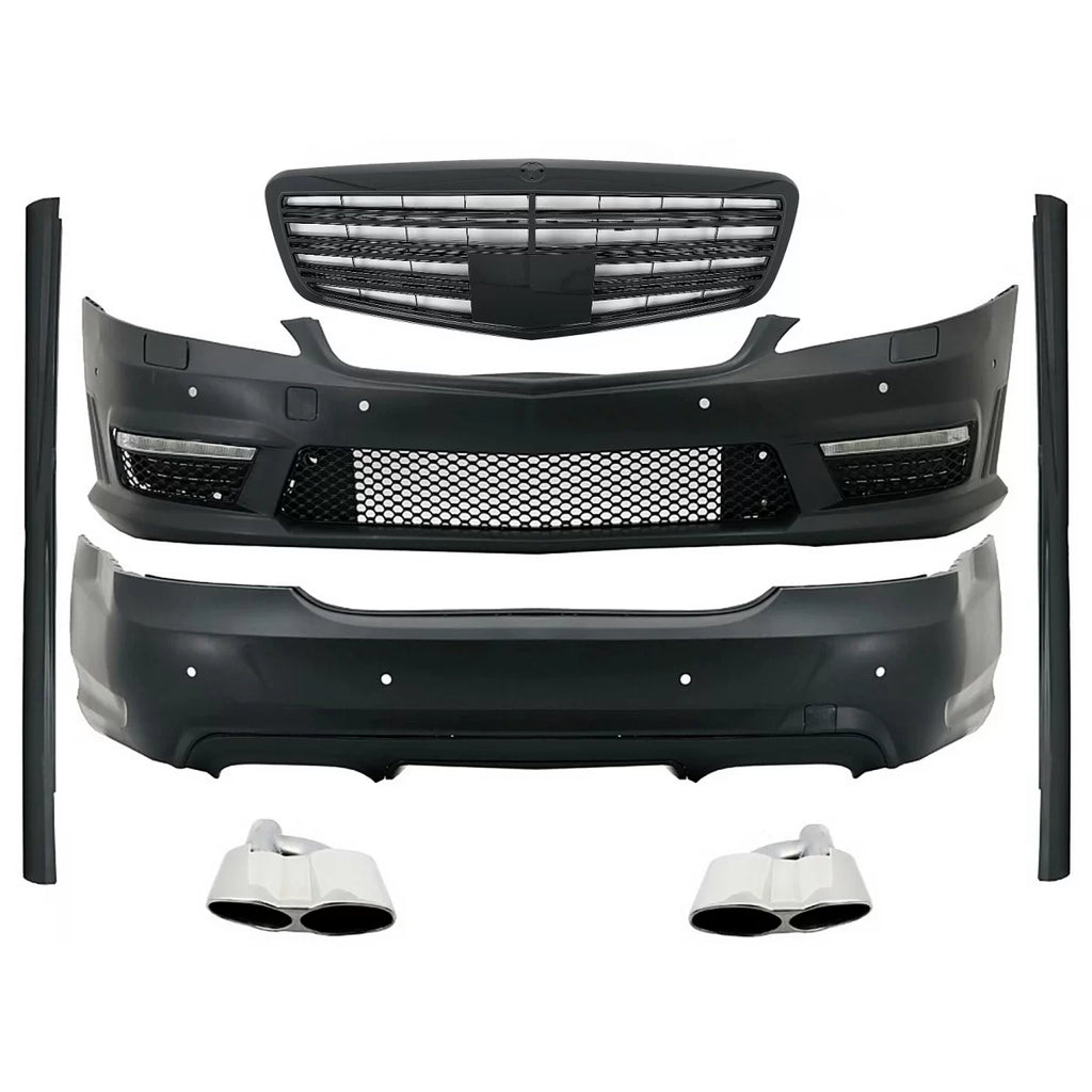 Body kit per Mercedes Classe S W221 (2005-2011) con Griglia anteriore Nero lucido e Terminali di scarico