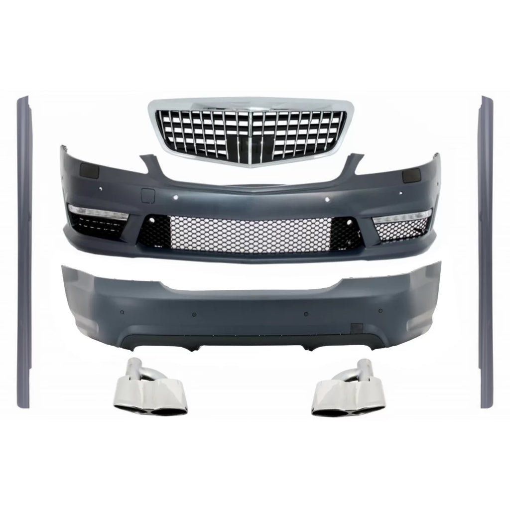 Body kit per Mercedes Classe S W221 (2005-2012) paraurti con Terminali di scarico e Minigonne S63 S65 design