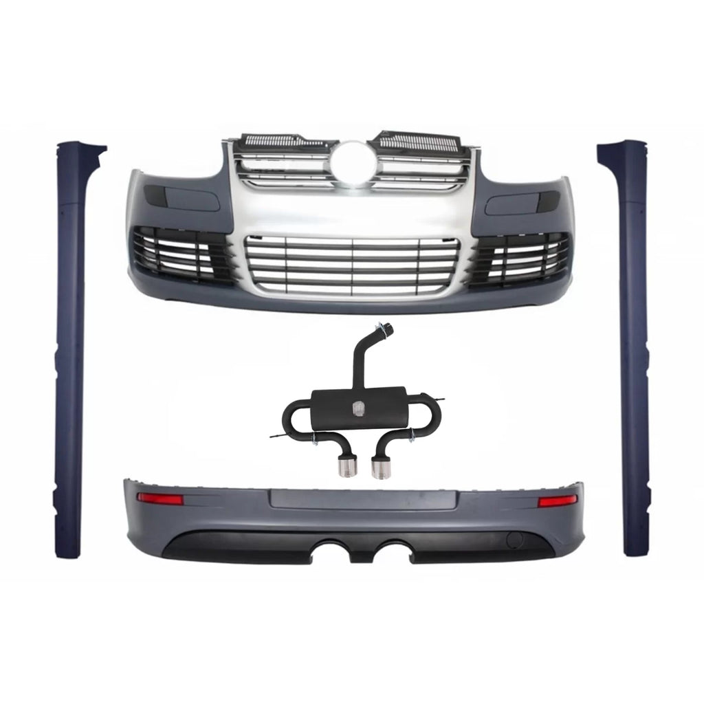 Body kit per VW Golf 5 V (2003-2007) R32 spazzolato alluminio stile griglia con completo Sistema di scarico