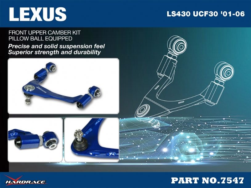 Bracci superiori anteriori regolabili campanatura con snodi sferici Hardrace Lexus LS XF30 – 2 pezzi – foto 2