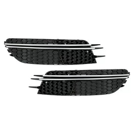 Paraurti laterale griglie coperture per Audi A6 C7 4G (2012-2015) RS design nero con spazzolato alluminio inserti