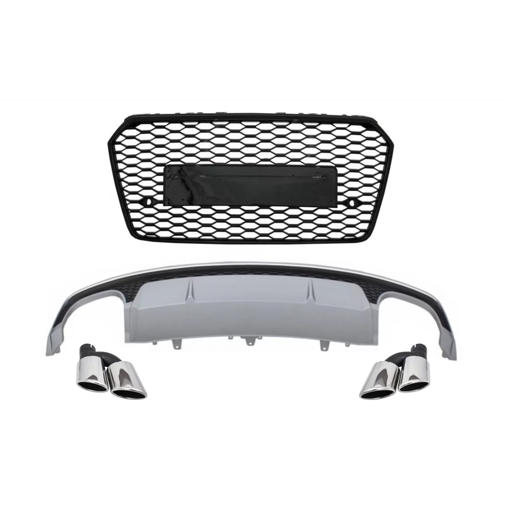 Paraurti Valance aria diffusore con Terminali di scarico e Griglia anteriore per Audi A7 4G restyling (2015-2017) S7