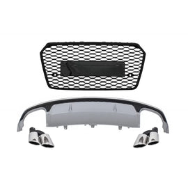 Paraurti Valance aria diffusore con Terminali di scarico e Griglia anteriore per Audi A7 4G restyling (2015-2017) S7