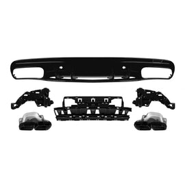 Diffusore stile C63 con nero terminali per posteriore A design paraurti on Mercedes Classe C W205 berlina, S205 station