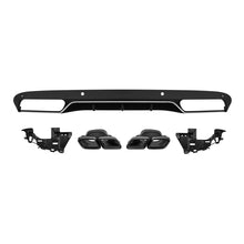 Carica l'immagine nel visualizzatore di Gallery, Diffusore stile C63 con nero terminali per standard Paraurti posteriore per Mercedes Classe C W205 berlina, S205 station
