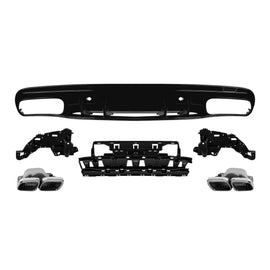 Diffusore stile C63 con cromato terminali per posteriore A design paraurti on Mercedes Classe C W205 berlina, S205