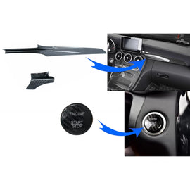 Auto centrale Console cruscotto strisce interno modanatura con motore Start pulsante copertura per Mercedes Classe C