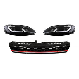 Centrale senza logo griglia con LED fari anteriori sequenziale dinamico Indicatori di direzione per VW Golf 7.5 VII