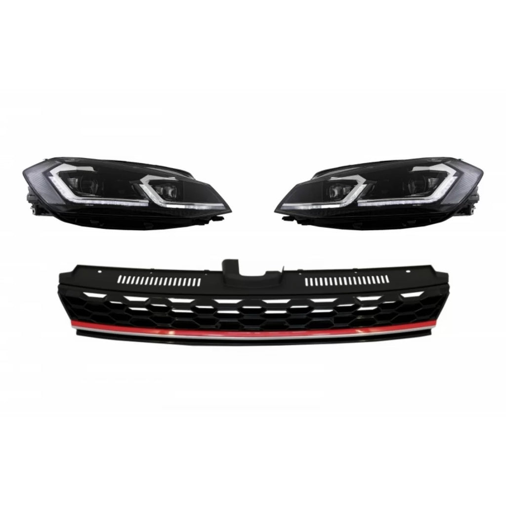 Centrale senza logo griglia con RHD LED fari anteriori sequenziale dinamico Indicatori di direzione per VW Golf 7.5 VII