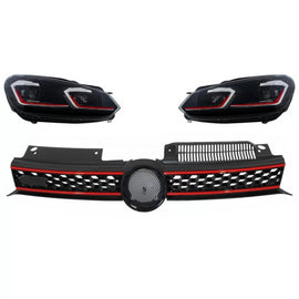Griglia centrale Griglia anteriore per VW Golf 6 VI (2008-2012) con LED fari anteriori sequenziale dinamico sequenziale