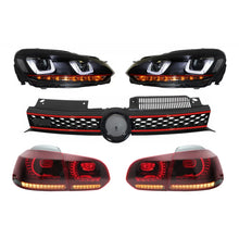 Carica l'immagine nel visualizzatore di Gallery, Griglia centrale per VW Golf 6 VI (2008-2012) con fari anteriori LED DRL U-design e fanali posteriori Full LED