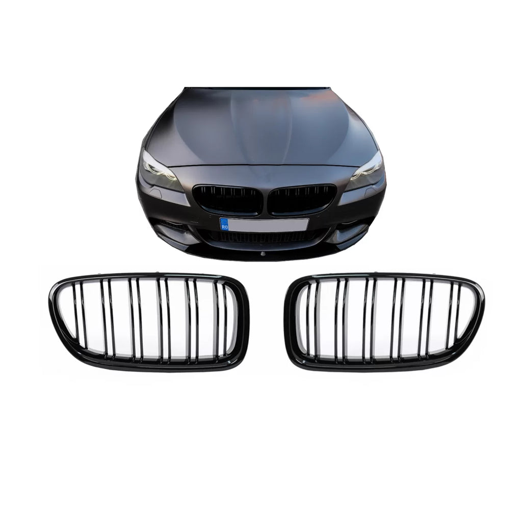 Griglie centrali per BMW Serie 5 F10 F11 (2010-2017) Doppia lamella M design nere lucide