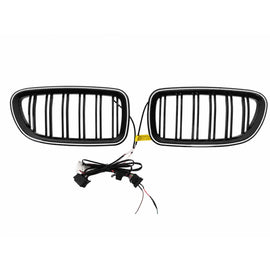 Griglie anteriori a doppio rene con LED per BMW Serie 5 F10 F11 (2010-2017) Doppia lamella
