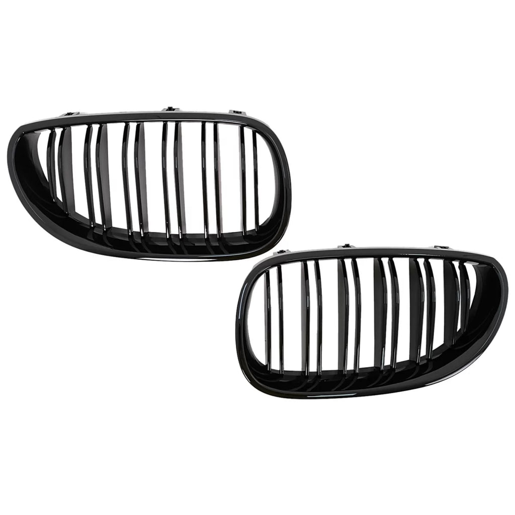 Griglie anteriori a doppio rene per BMW Serie 5 E60 E61 (2003-2010) Doppia lamella nere lucide