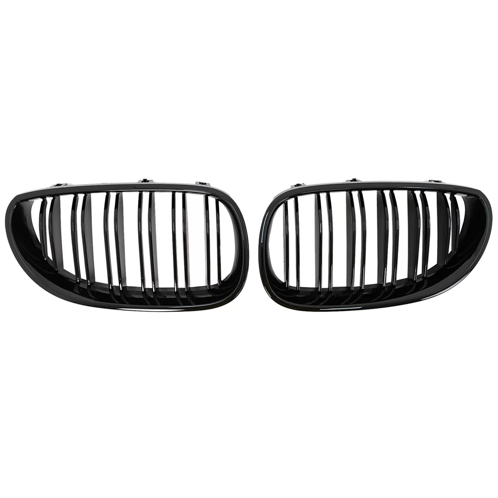 Griglie anteriori a doppio rene per BMW Serie 5 E60 E61 (2003-2010) Doppia lamella nere lucide