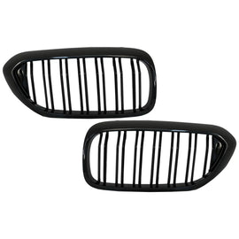Griglie anteriori a doppio rene per BMW Serie 5 G30 G31 berlina Touring (2017-2019) Doppia lamella M design nere lucide
