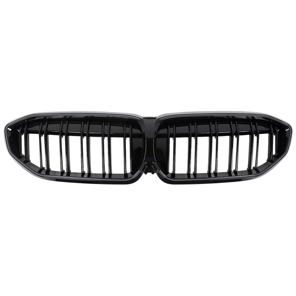 Griglie anteriori a doppio rene con LED per BMW Serie 3 G20 berlina G21 Touring (2019-2022) nere lucide