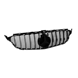 Griglia stile GT cromata e nera per Mercedes Classe C W205 berlina, S205 wagon, C205 coupe 2014-2018 con telecamera