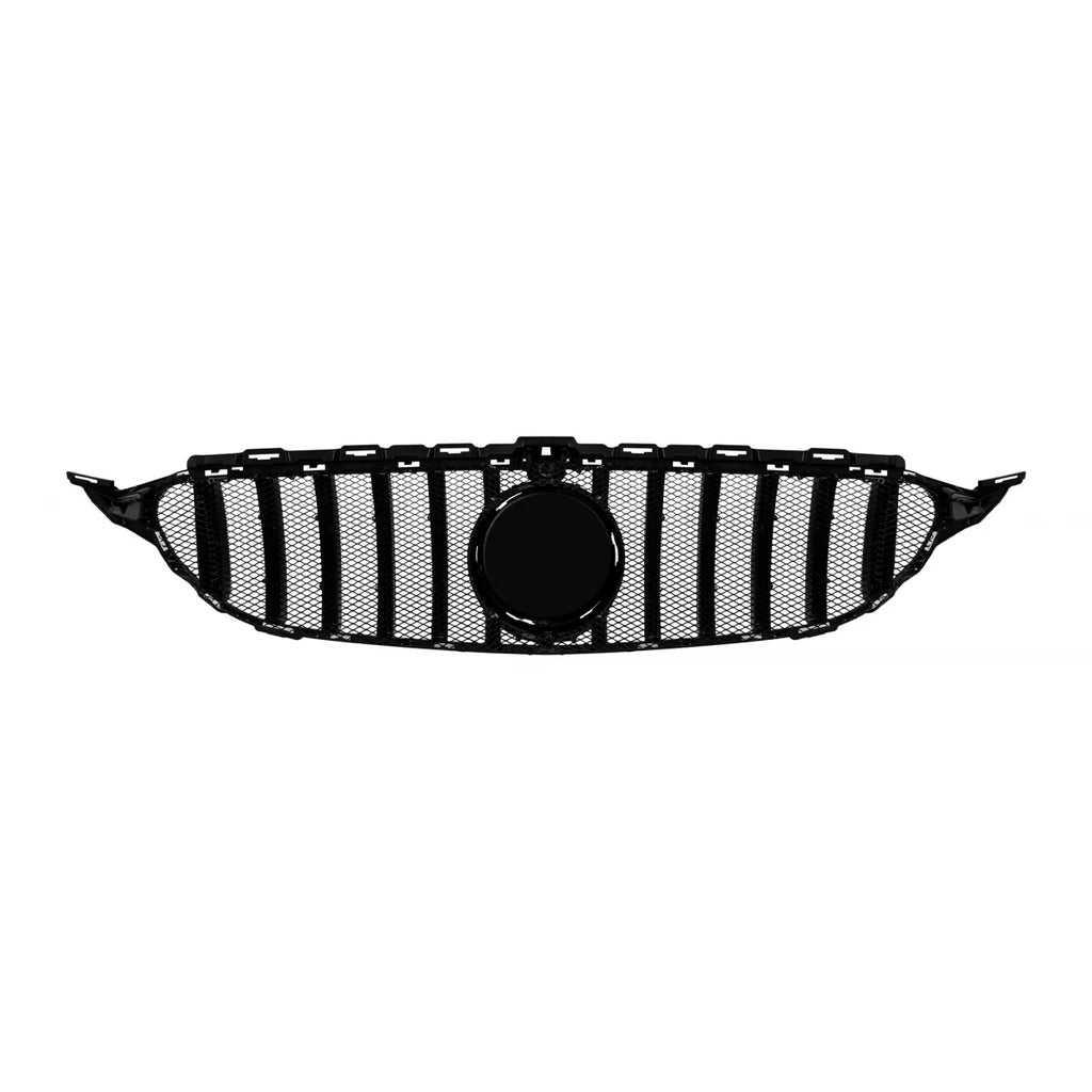 Griglia stile GT cromata e nera per Mercedes Classe C W205 berlina, S205 wagon, C205 coupe 2014-2018 con telecamera