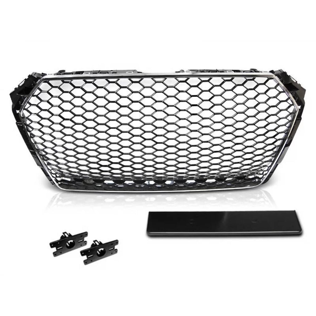 Cromato/nero griglia stile RS per Audi A4 B9 berlina, wagon 2015-2019 con Sensore di parcheggio aperture