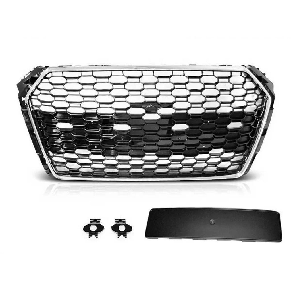 Griglia Audi A4 B9 berlina Avant 2015-2019 stile RS4 cromata nera con PDC