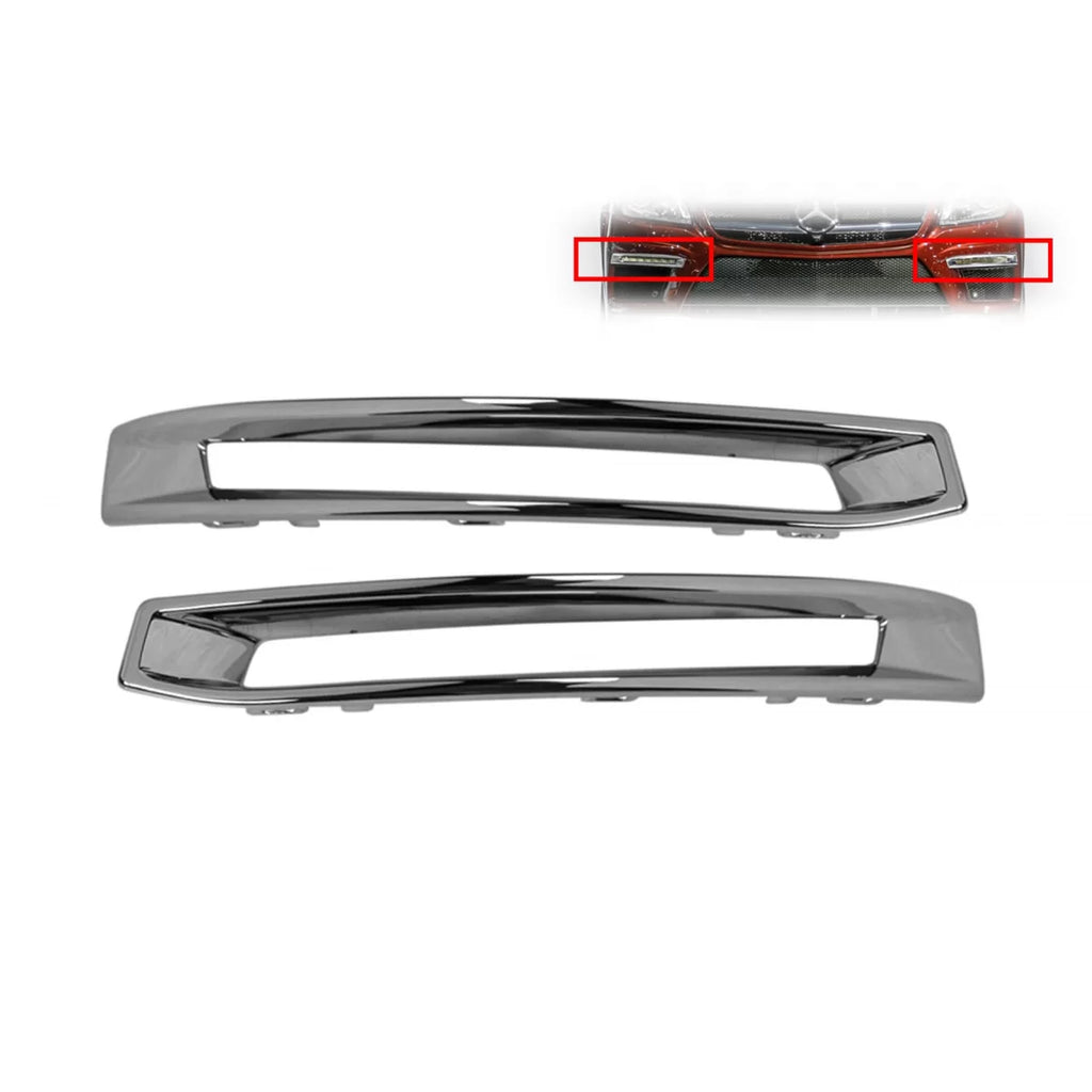 Cromato griglia modanatura set around Luci diurne per A design paraurti on Mercedes GL X166 2012-2015, sinistro e destro