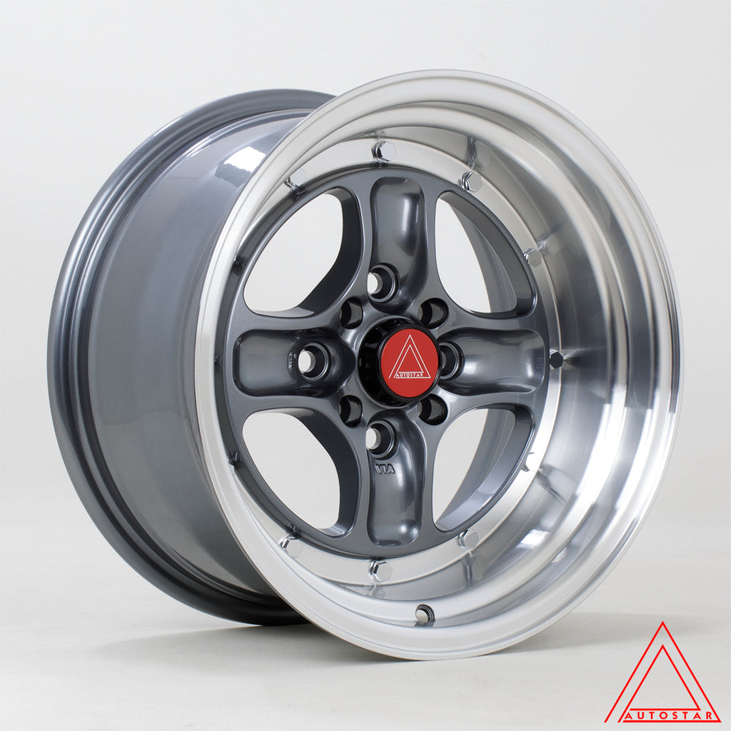 Cerchio in lega Autostar Classic 15x8 4x100/4x114.3 ET0 Gunmetal Polished Lip