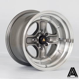 Cerchio in lega Autostar Classic 15x9 4x100/4x114.3 ET0 Gunmetal Polished Lip