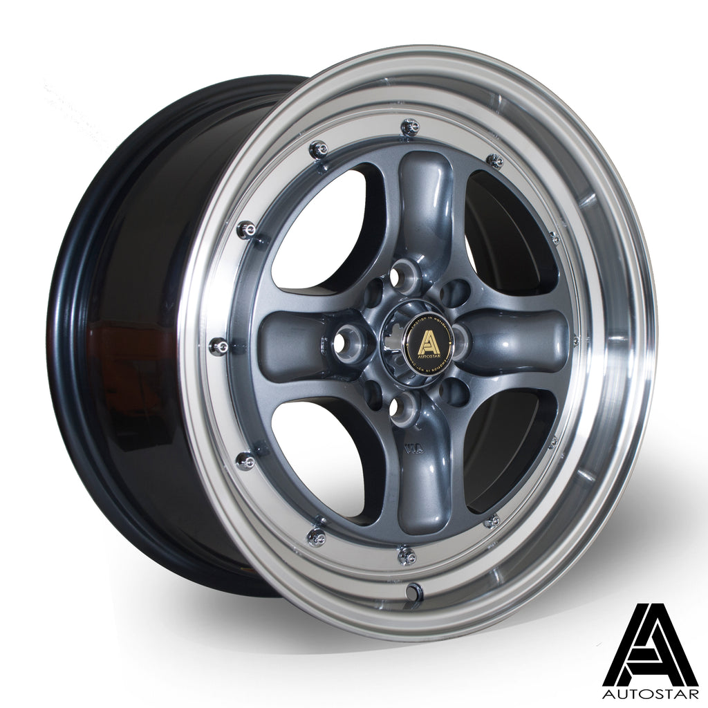 Cerchio in lega Autostar Classic 16x7.5 4x100/4x108 ET35 Gunmetal Polished Lip