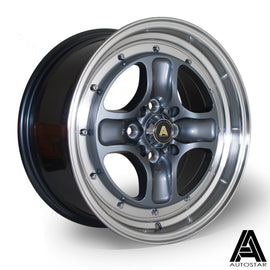 Cerchio in lega Autostar Classic 16x7.5 4x100/4x108 ET35 Gunmetal Polished Lip