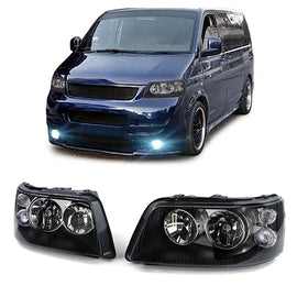Trasparente vetro H7 H1 Fari anteriori neri con LWR motorino coppia per VW Bus T5 03-09