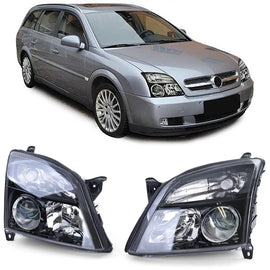 Trasparente vetro Set Fari anteriori neri per Opel Vectra C + Signum 2002-2005