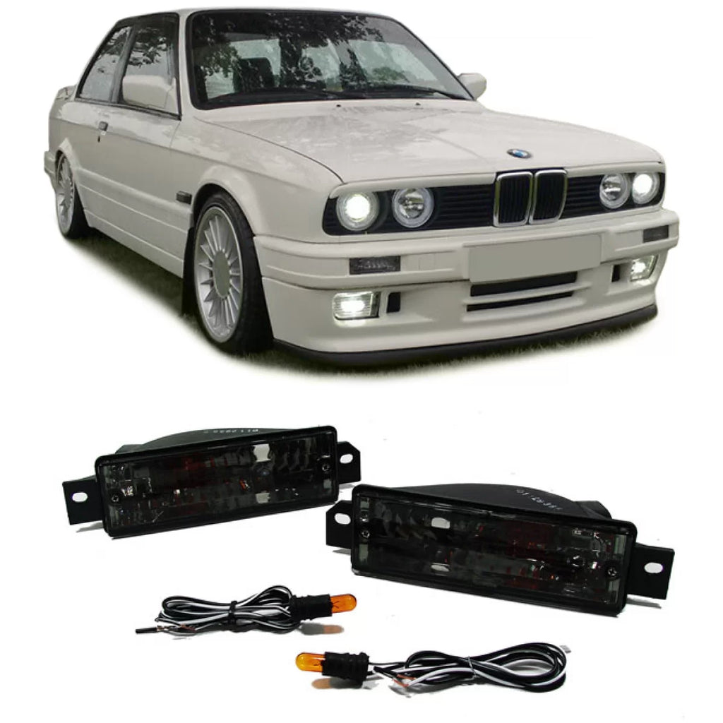 Trasparente vetro frecce con nero parcheggio luce per BMW Serie 3 E30 87-93