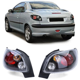 Trasparente vetro Fanali posteriori neri per Peugeot 206 CC Coupe Cabrio 00-08