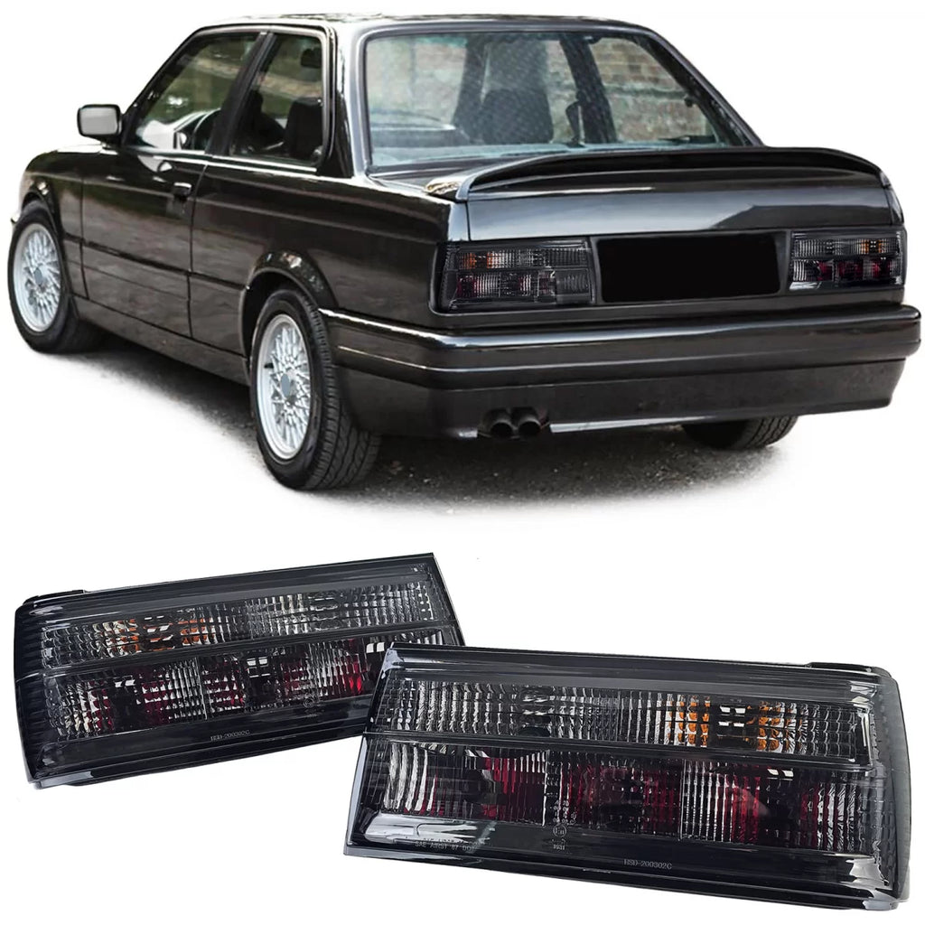 Trasparente vetro Fanali posteriori neri fumé per BMW Serie 3 E30 restyling