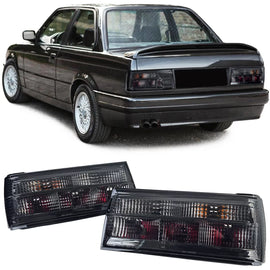 Trasparente vetro Fanali posteriori neri fumé per BMW Serie 3 E30 restyling