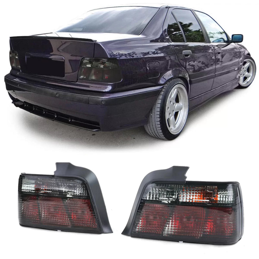 Trasparente vetro Fanali posteriori neri fumé set per Serie 3 BMW E36 berlina 1990-1999