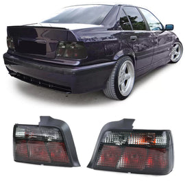 Trasparente vetro Fanali posteriori neri fumé set per Serie 3 BMW E36 berlina 1990-1999