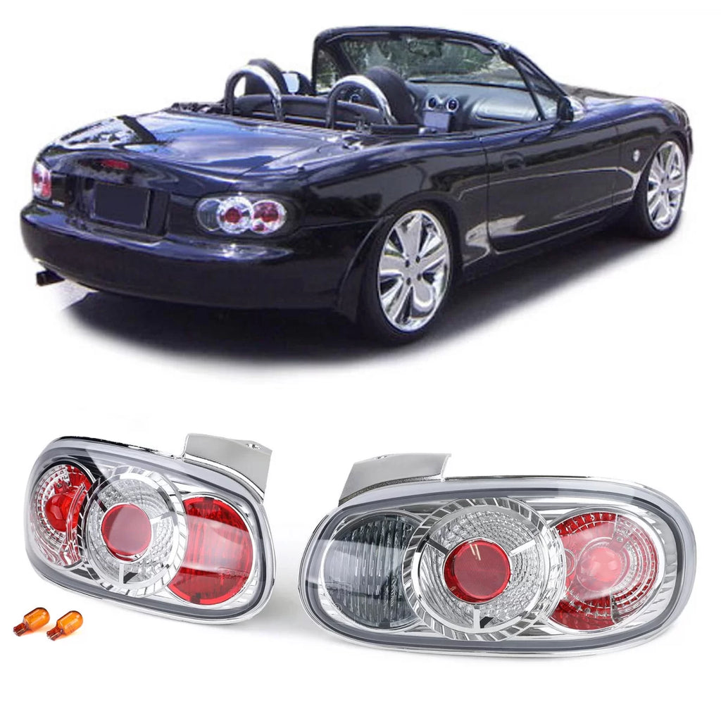 Trasparente vetro Fanali posteriori cromati coppia per Mazda MX5 NB 1998-2005