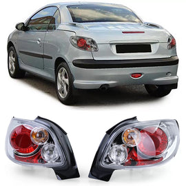 Trasparente vetro Fanali posteriori cromati per Peugeot 206 CC Coupe Cabrio 00-08