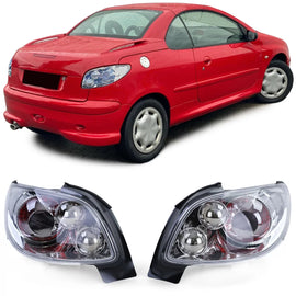 Trasparente vetro Fanali posteriori Full cromato per Peugeot 206 CC Coupe Cabrio 00-08